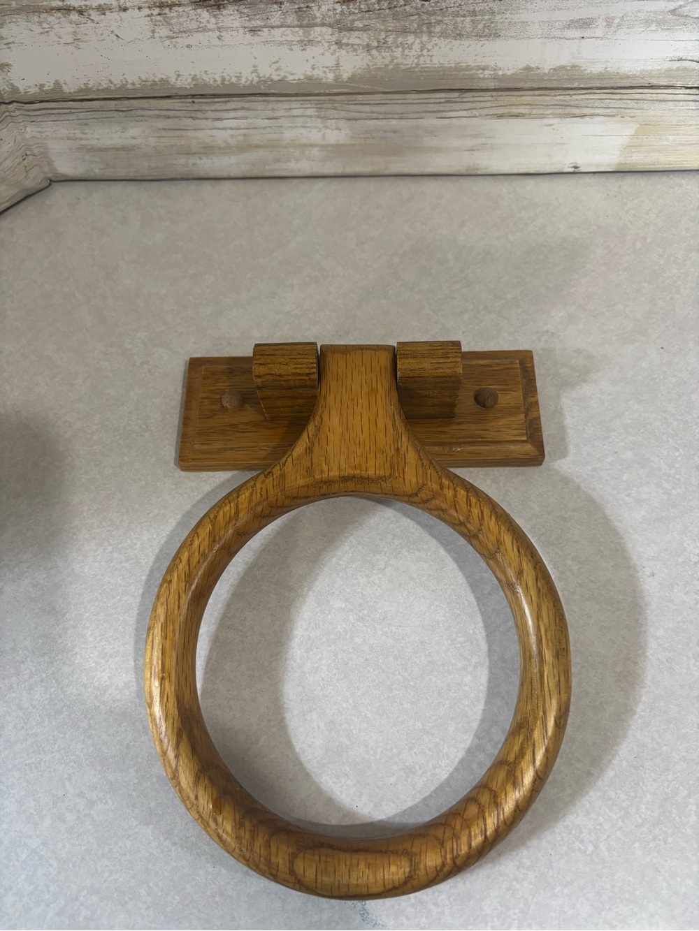 Wooden (oak?) towel ring for bathroom or kitchen